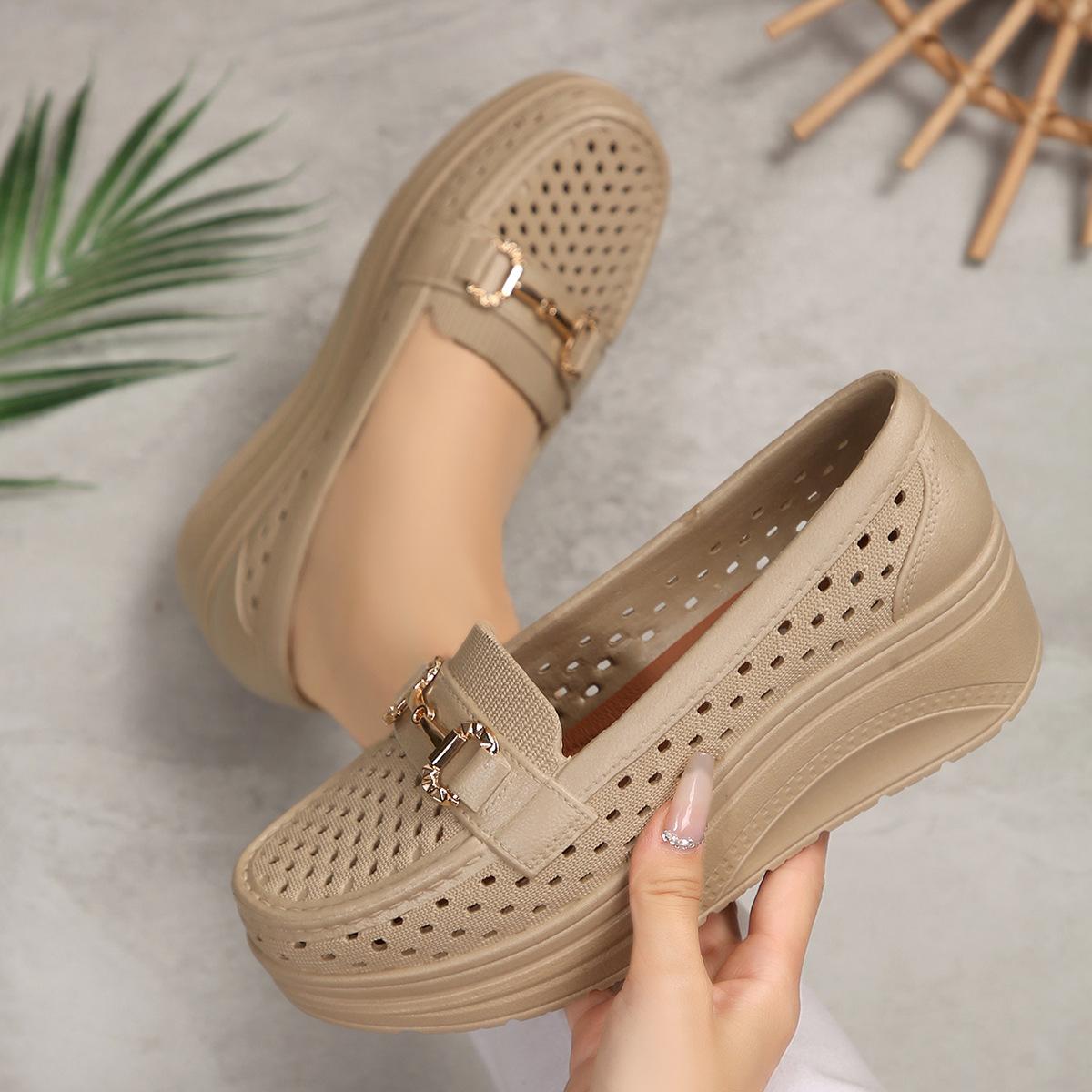 

Spring Summer Hot-selling Comfortable Thick-soled Non-slip Sports Shoes for Women Fashion Breathable Sexy Wedge Work Shoes 39EU/CN40 хакі
