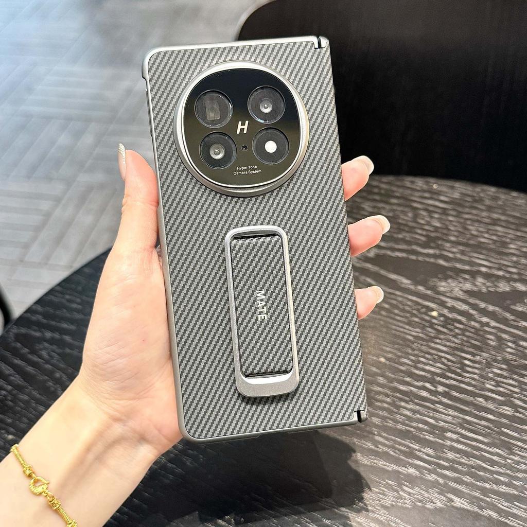 Applicable To Oppofindn1 Mobile Phone Case, Carbon Fiber Pattern Magnetic Suction Center Shaft N1 Plain Leather Wristband Bracket, Anti-drop Case