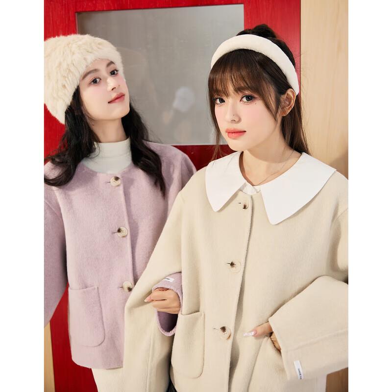 

TonLion Women s Elegant Petite Tweed Short Wool Blend Jacket L