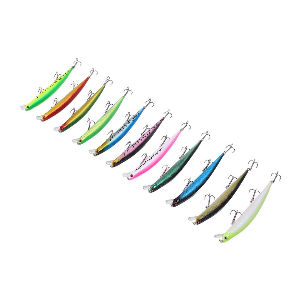 11 Pcs Simulation Minnow Lure Plastic Fishing Bait Fishing Accessories with 3 Hooks for Bass Freshwater