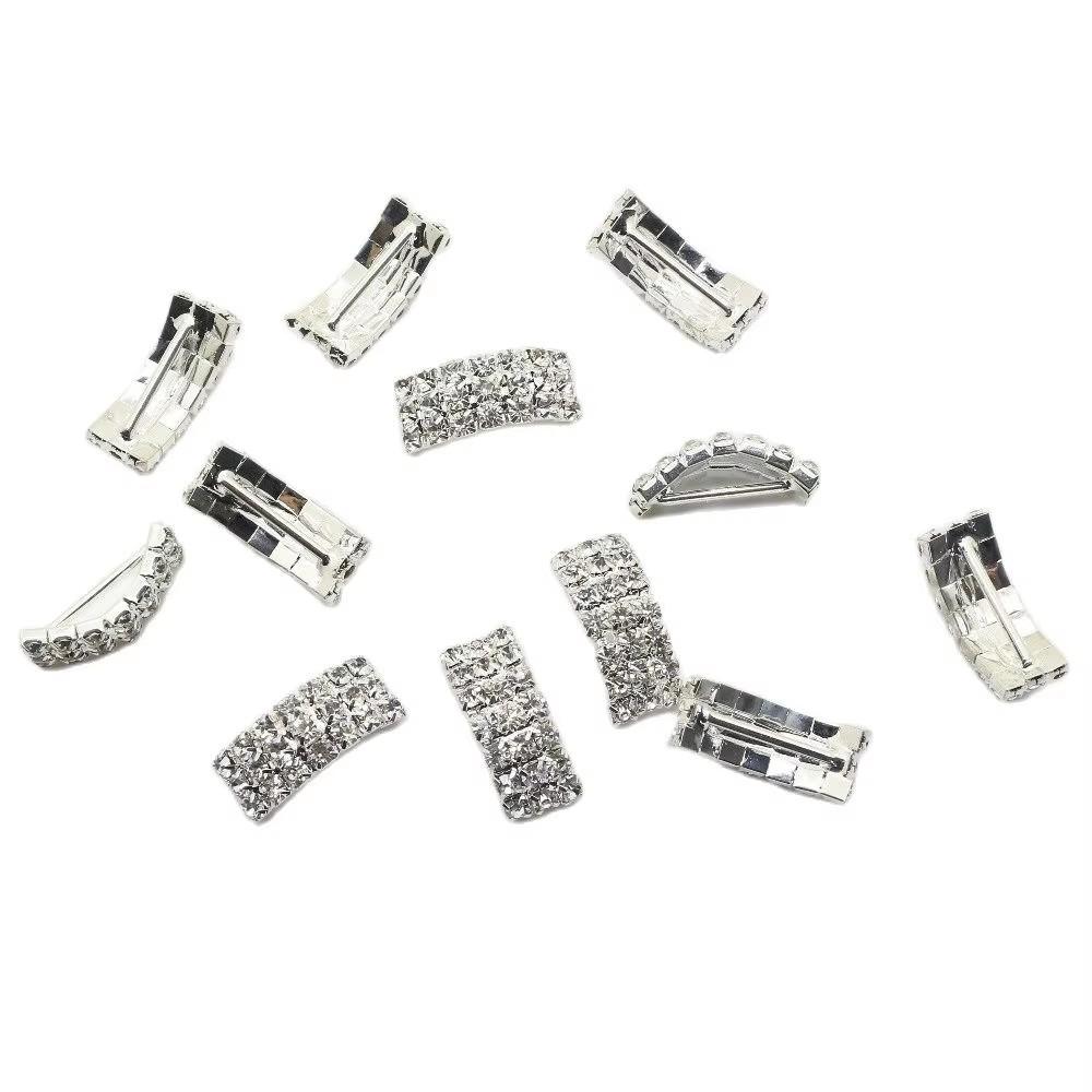 

New10Pcs/Set Plating Silver Rhinestone Buckles invitation card Wedding Ribbon Slider DIY Hair Accessories