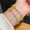 Flower Zircon Pendant Bracelet For Women With Elegant Floral Design And Gold Finish