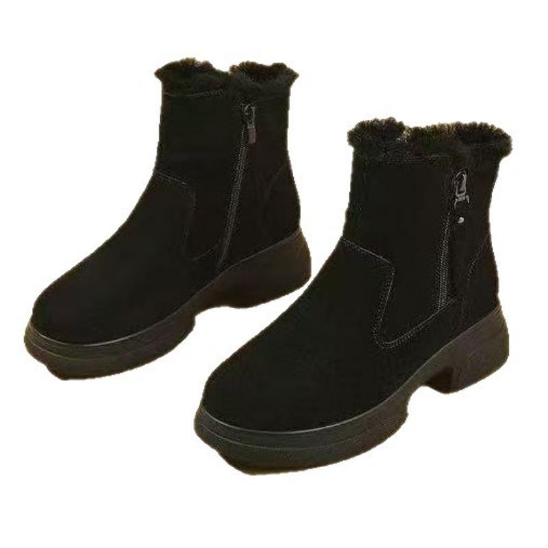 High-top snow boots suede women's new winter thick cotton warm short boots casual velvet outdoor cotton boots women's shoes