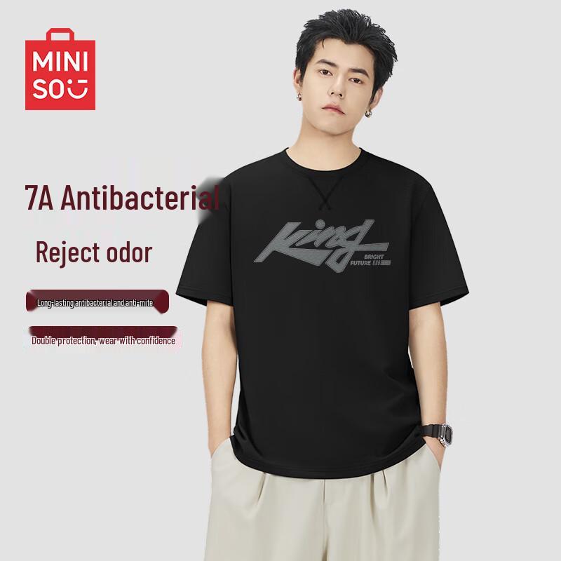 MINISO Men s Relaxed Fit Antibacterial Short Sleeve T-Shirt XL