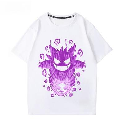 Camiseta com Estampa Pokémon Gengar 100% Algodão Masculina Moda Verão 2026 Oversize Streetwear Casual Y2K Roupas