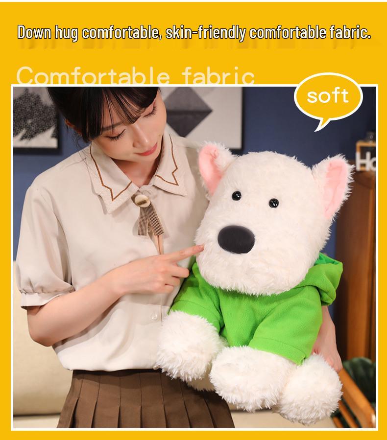 West Highland Puppy Plush Hoodie Doll - Cute Edamame Miko Gift for Girls