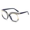 Fashion Cat Eye Glasses with Rhinestones Vintage Trendy Design Oversized Eyeglasses Women for Decoration