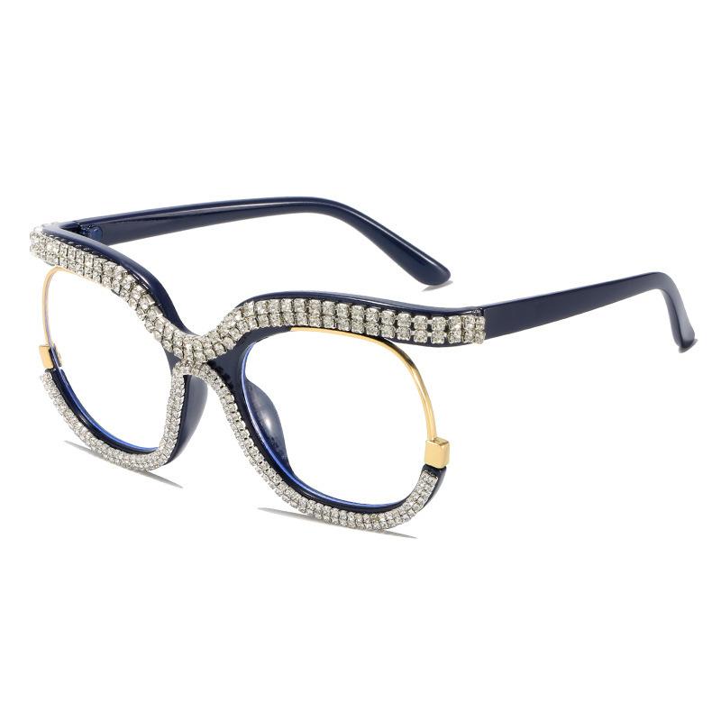 Fashion Cat Eye Glasses with Rhinestones Vintage Trendy Design Oversized Eyeglasses Women for Decoration