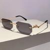 Punk Rimless Vintage Square Sunglasses Women For Men Luxury Brand Designer Sun Glasses Popular Outdoor Metal Leopard Eyeglasses