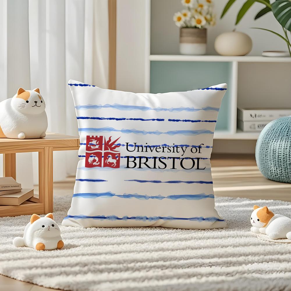 University Of B-Bristol Pillow Case Silky Elegant Comfort Sofa Bed Invisible Zipper Peach skin 18*18(CM)-1Pcs