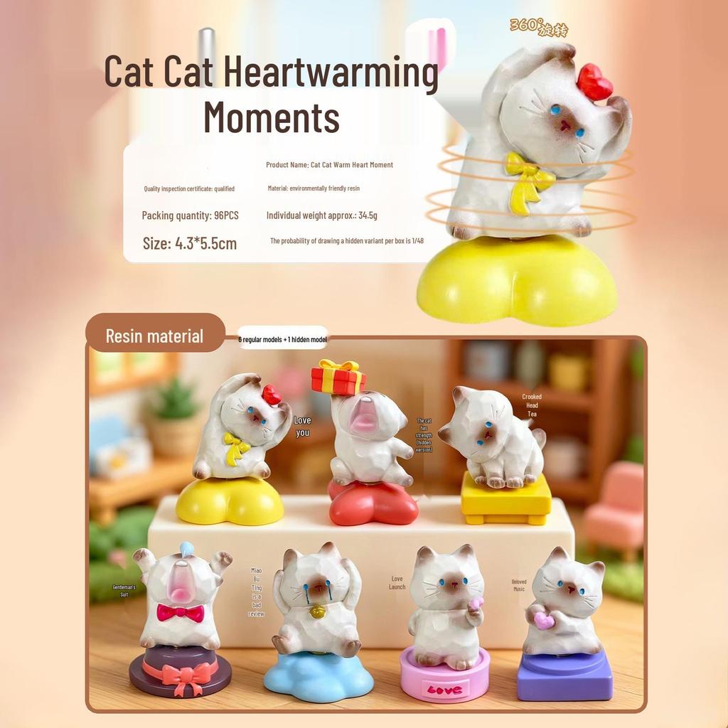 Whimsical Meow Collection Blind Box: Healing Kitten Resin Figurine Gift for Friends, Classmates, and Dorm Decor