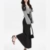 2026 Summer Sexy Retro Casual 2 Piece Dress Set Even Party Women Pure Color Cardigan + Black Midi Dress Korean Fashion Suits