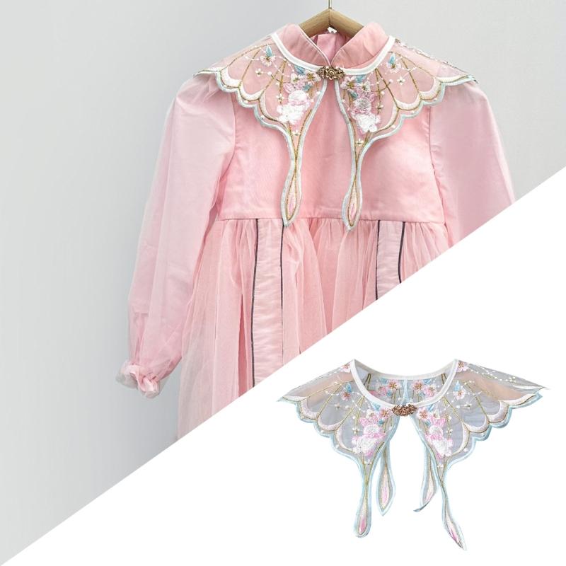 False Shawl Versatile Shawl Wrap Yunjian Collar Detachable Embroidery Hanfu Floral Decorative Chinese Yunjian Collar
