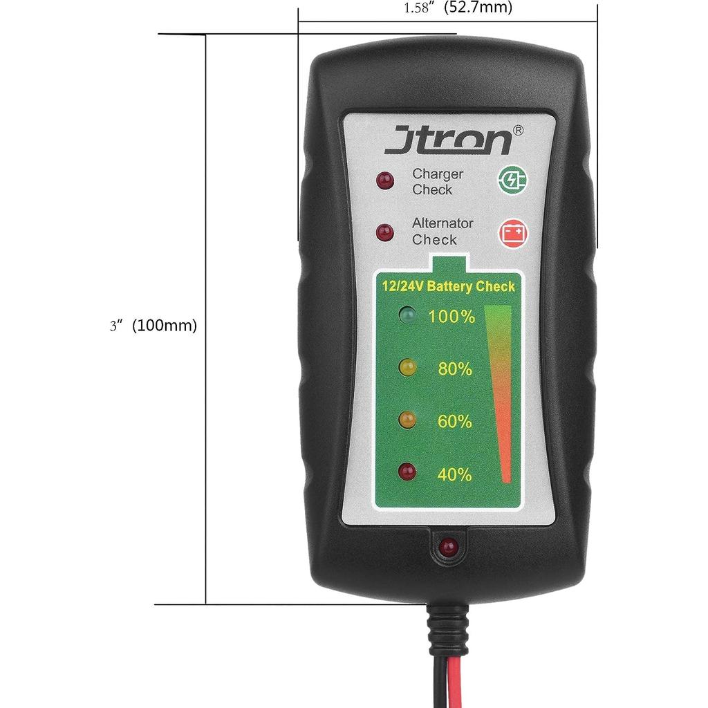 12V/24V DC Car Battery Tester with LED Light Machine Diagnostic Tester for Cars Motorcycles Trucks Battery Check