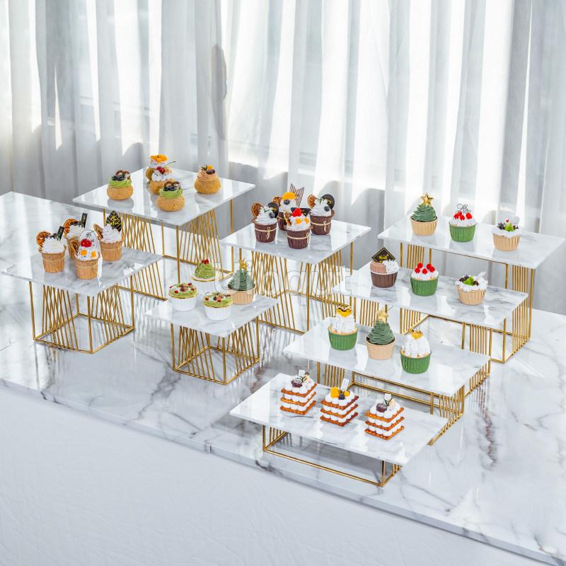 show exhibition Gold Shiny Cake rack sushi Snack Stand ceramic Plate Buffet Banquet Decor Wedding dessert table display holder