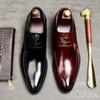 Men'S Leather Business Leather Shoes Lace-Up Low-Top Pointed Wedding Shoes Men'S Formal Single Shoes