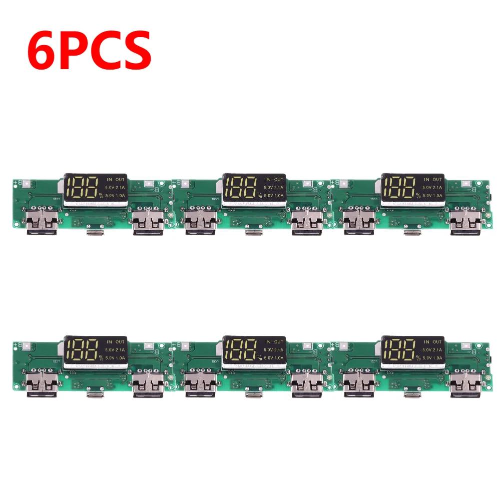 1-10pcs Mini 18650 Charging Module LED Dual USB 5V2.4A 2A /1A Micro/Type-C USB Mobile Power Bank Lithium Battery Charger Board