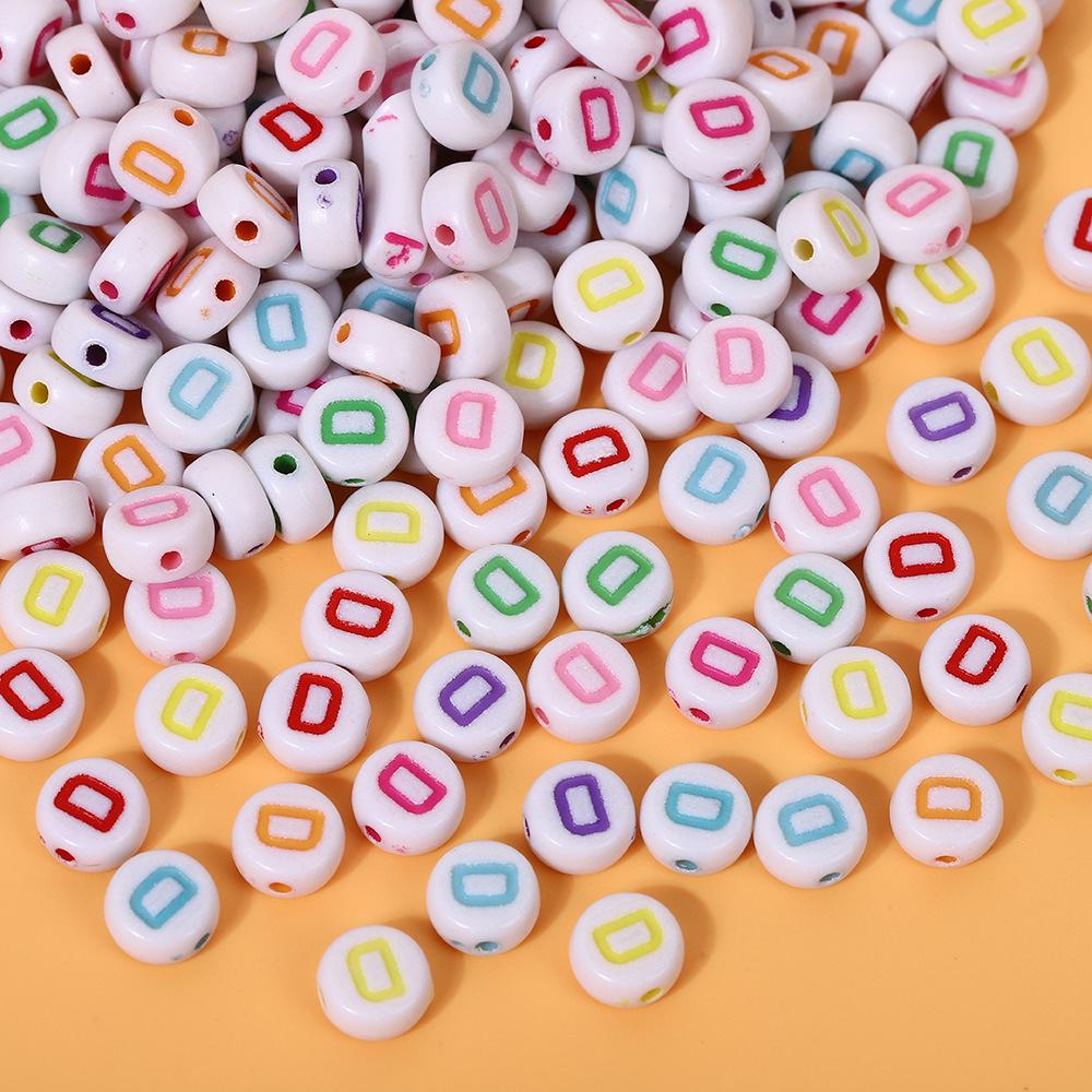 Alphabet Beads: Colorful A-Z Single Letter Round Beads for DIY Jewelry – Flat, White Background, Straight Hole for Stringing Phone Chains & More