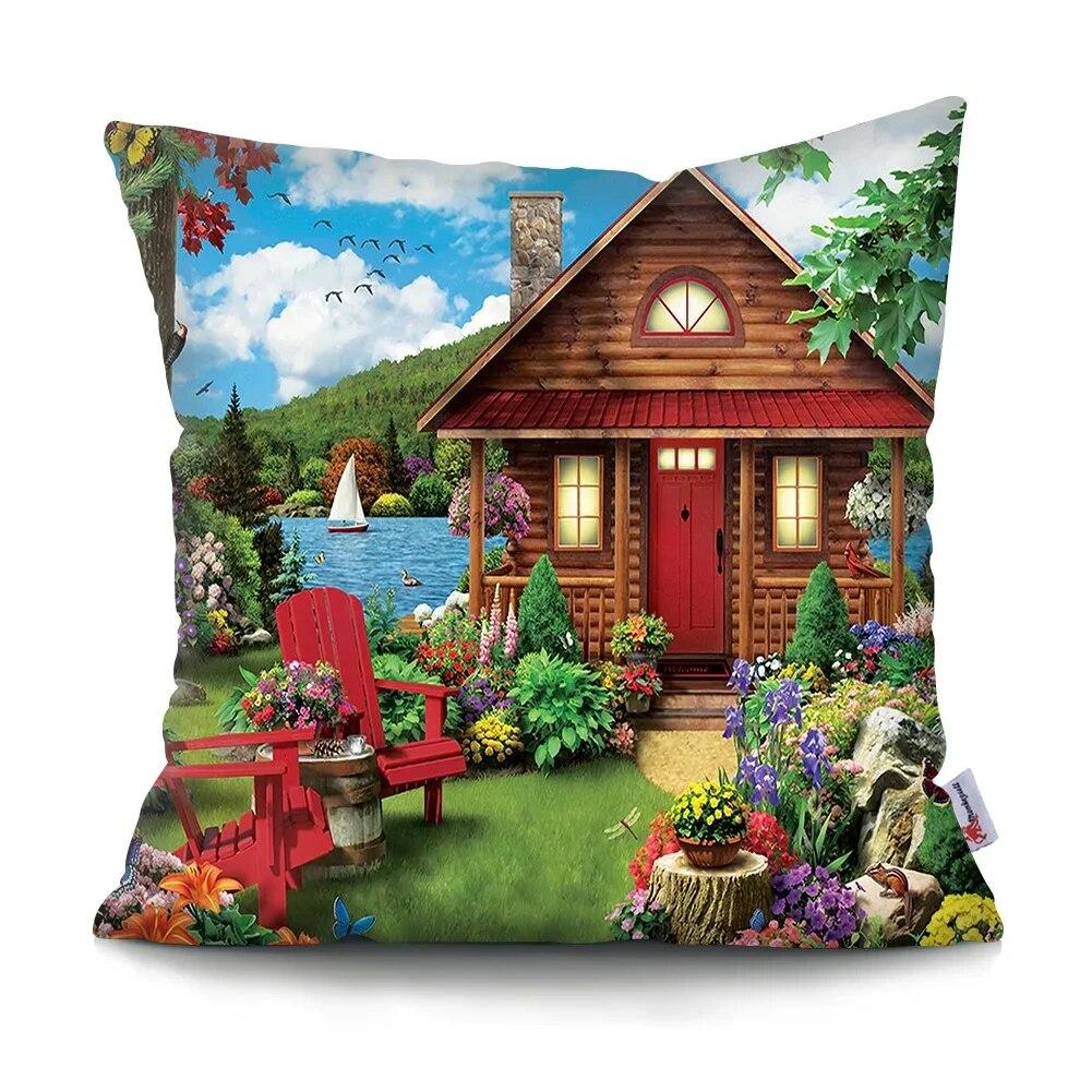 Neverland Ranch Rustic Landscape Pillowcase Polyester Print Sofa Chair Bed Cushion Cover Room Home Decor Embrace Pillowcase