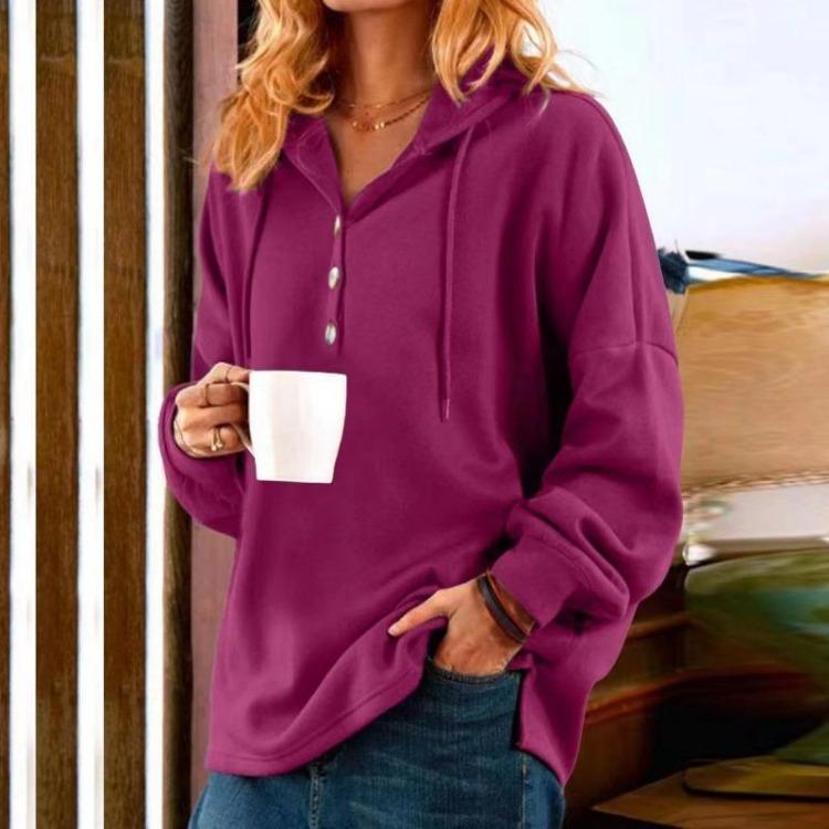 

Women Casual Hoodie Spring Autumn Cotton Commuter Hooded Solid Color Temperament 5XL