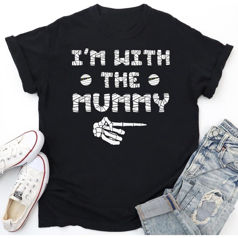 Mummies Halloween Costume I m with Mummy T-Shirt, Tank Top, Long Sleeve Shirt, Sweatshirt, Hoodie Men Women Kids Made in Canada XXXXXL разноцветный