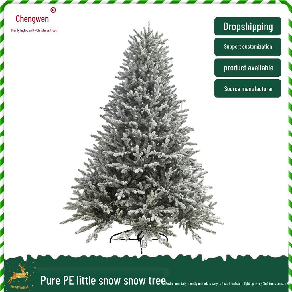 European Style Flocked Christmas Tree with Minimal Snow for Living Room Decor