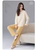 Women's Pure Cotton Pajamas with Chest Pad - Long Sleeve, Plus Size, for Autumn/Winter. Wearable Outdoors, Loose Fit Homewear.