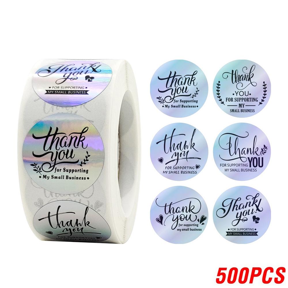 100-500pcs Thank You for supporting my small business Sticker Holographic Laser Stationery Seal Labels Sticker Wrapping Supplies