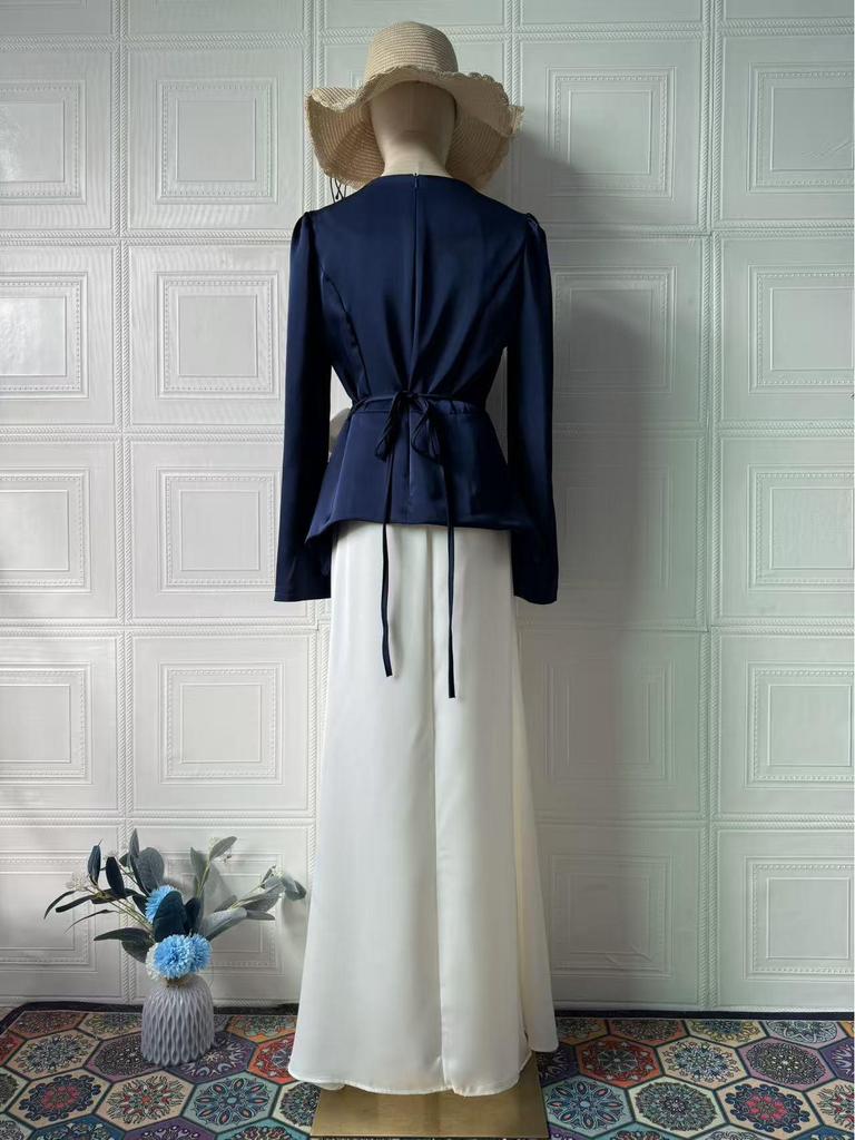 2025 Women's European & American Elegant Long Sleeve Summer Dress - Comfortable, Silky, and Stylish Long Skirt