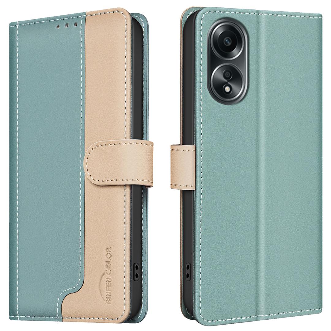 

For Oppo A58 4G Case Splicing Color Wallet Leather Cover Green