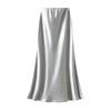Elegant Satin Fish Tail Skirt For Women With Stretch Waistband In Spring Fashion
