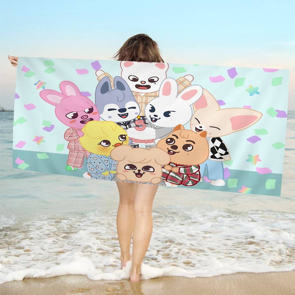 S-StrayS COOL K-Kids Kpop Microfiber Printed Beach Towel Mountain Climbing Yoga Beach Swimming Running Absorbent Soft Towel