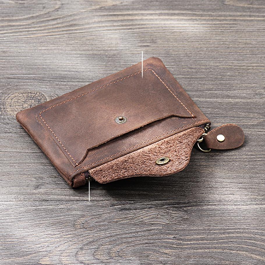 Men's and Women's Coin Purse Short Zipper Horizontal Models First-layer Cowhide  Crazy Horse Leather Fashion Driver's License Mini