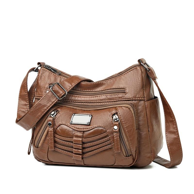 Fashion Trend Four Seasons Soft Leather Multi-layer Multi-pocket Car Sewing Multi-layer Single Shoulder Crossbody Bag Women's Bag