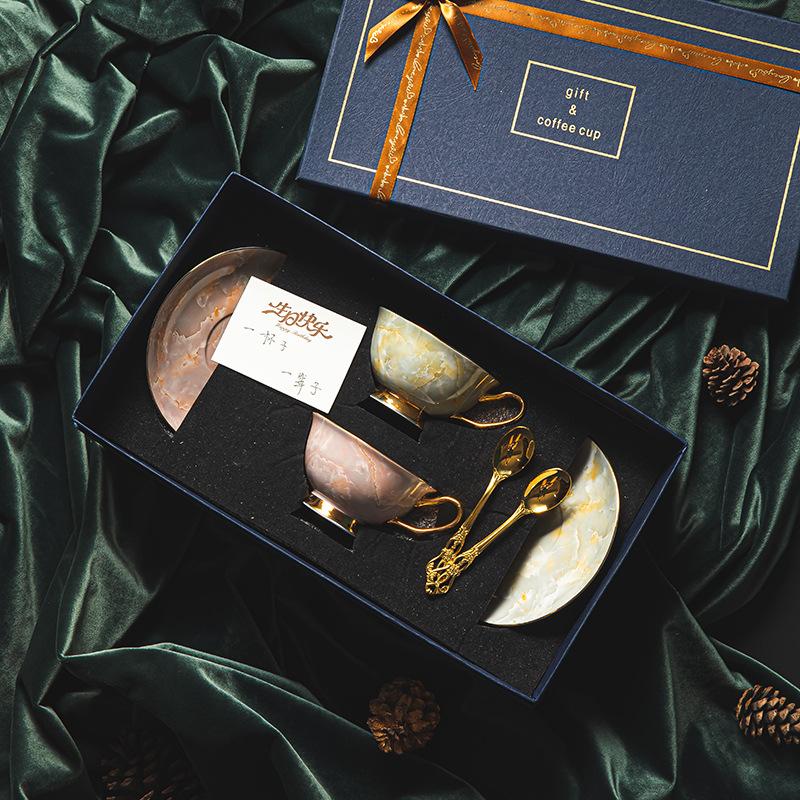 British High-end Phnom Penh Bone China Coffee Cup Dish Set European Marble Ceramic Teapot Tea Pot Household Kettle