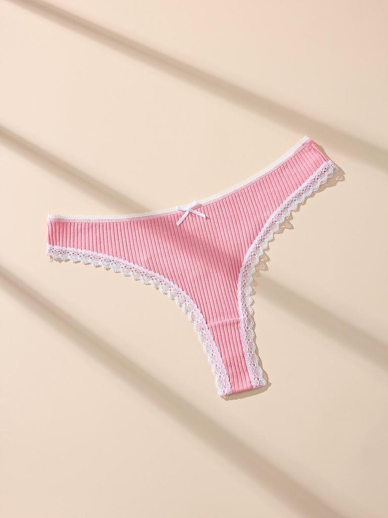 7Pcs/Pack Women Thongs Panties Cotton Sexy Lace Underwear Tanga Solid Pants Plus Size Underpants G-Strings Female Lingerie Size S-XL