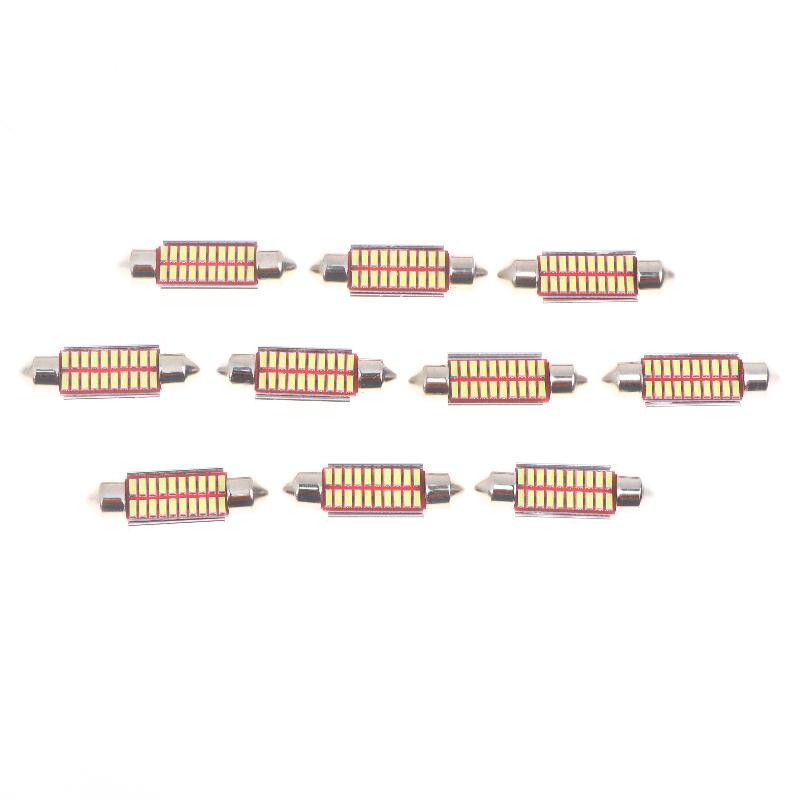 10Pcs 4014 Chips Canbus 12V Led Bulb 31Mm 36Mm 39Mm 41Mm Car Festoon Light Interior Dome Reading Lights 6000K Pure White