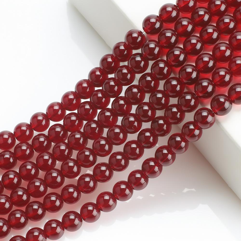 Round Stone Beads 4-12mm Pomegranate Red Glass Loose Spacer Crystal For Jewelry Making DIY Bracelet Earrings Accessories