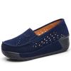 Women Cow Suede Slip-on Loafers Fashion Platform Shoes Wedge Heels Ladies Casual Shoes for Working Walking Traveling