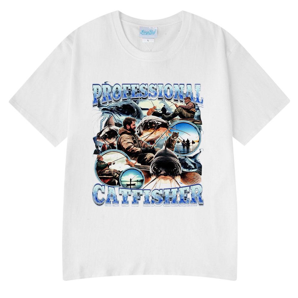 

Professional Catfisher Funny Meme T Shirts Fishing Lover Men Women Casual Cotton Tshirt Fashion Vintage Tee Short Sleeve Tops 4XL