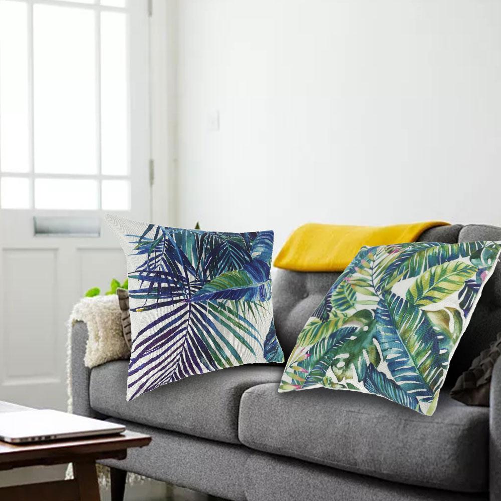 Throw Pillow Covers Waterproof Cushion Throw Pillow Cover Breathable Comfortable Tropical Plants Decoration Square Pillowcase