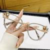 Triangular Cat-eye Rhinestone-encrusted Non-prescription Glasses, Anti-blue Light Luxury Eyeglass Frames, Pearl Retro-style Eyeglass Frames