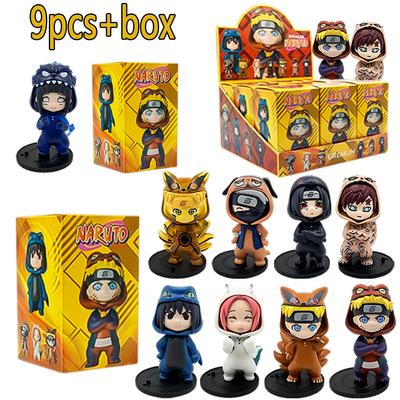 Anime 9pcs/set Figurines Naruto Modèle Naruto Sasuke Kakashi Poupée 8cm Design de Costume Jouets PVC Poupées Cadeau Enfant
