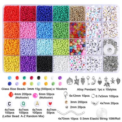 28 Rácsos Kézzel Készített DIY Köles Gyöngyök, Betű Gyöngyök, Homár Csattal Készlet, Karkötő Gyöngyök, Mobiltelefon Lánc, Nyaklánc, Laza Gyöngyök.