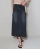 AMONG A Washing Denim Long Skirt_Indigo