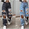 Ripped Vintage Women's Jeans Distressed Streetwear Hole Hip Hop High Waist Pants Fashion Straight Denim Trousers Summer Jean