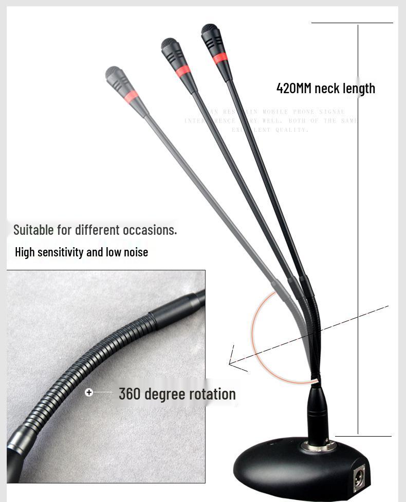 Gooseneck Wired Conference Microphone for Meetings, Broadcasting, and Speeches - Desktop Condenser Amplifier Mic
