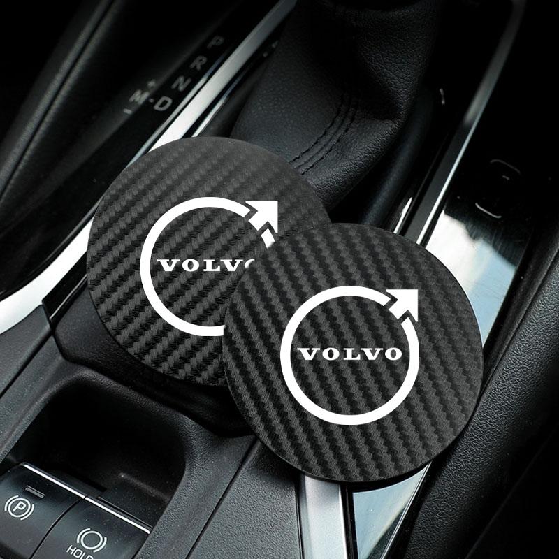Auto Kohlefaser Texturiert Becheruntersetzer PU-Leder Wasserbecher Kissen Für Volvo XC90 XC60 V50 S60 V70 V60 V40 S90 olestar AWD XC40 S80