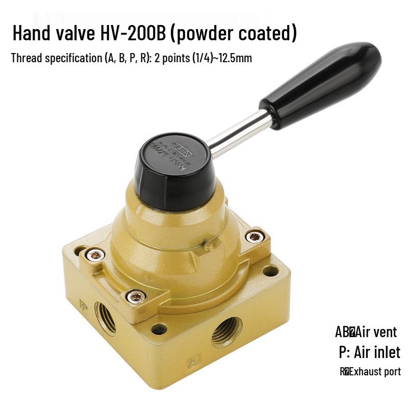 

HV-02 Hand-Operated Pneumatic Valve: Three-Position Four-Way Switch, Manual Control with Cylinder Reversal.