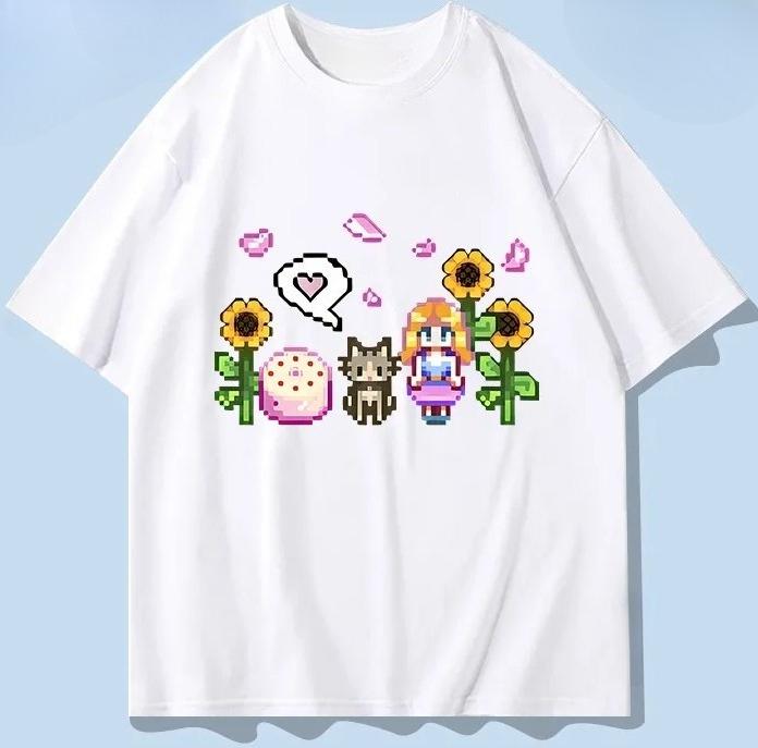 Stardew Valley ar īsām piedurknēm T-krekls vīriešiem 2025 jauns vasaras pikseļu stila pusaudžu apģērbs